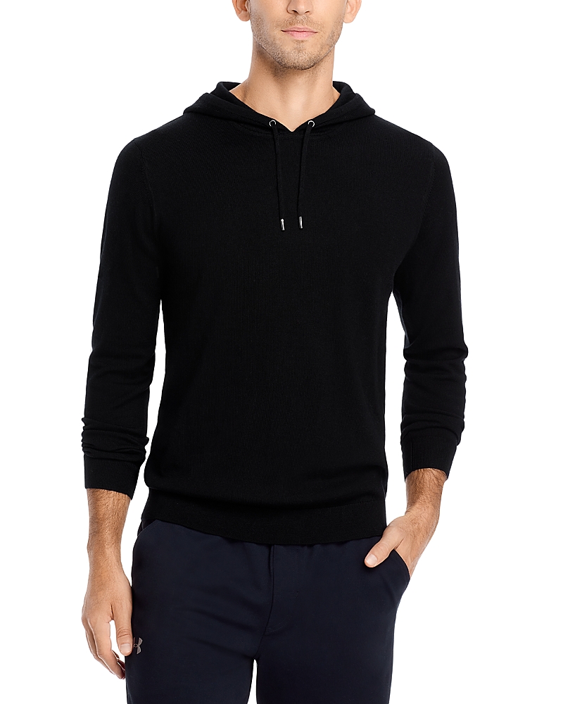 The Men's Store At Bloomingdale's Extra Fine Merino Wool Slim Fit Hooded Sweater - Exclusive In Black