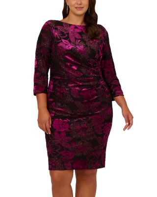 Adrianna Papell - Metallic Floral Sheath Dress