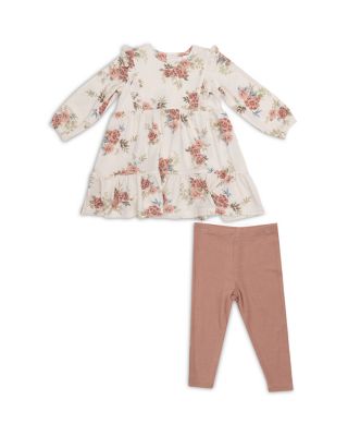 Angel Dear - Girls' Roses Ruffle Tiered Dress & Leggings Set - Baby, Little Kid