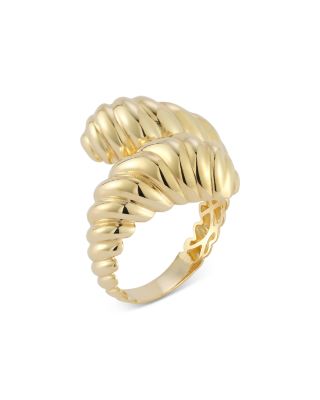 Bold Ridge Bypass Ring in 14K Yellow Gold