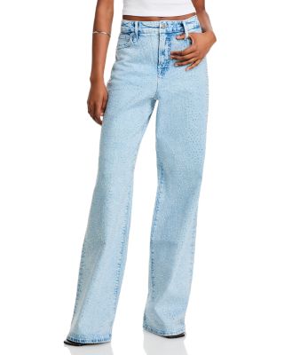Good American - Good Ease High Rise Wide Leg Embellished Jeans in Indigo 357