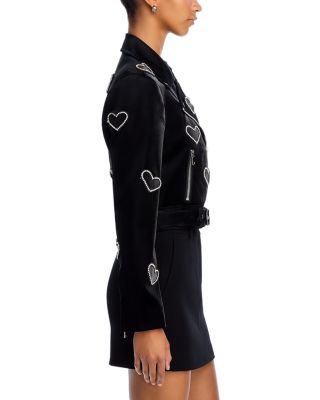 Cinq à Sept Zoe Faux Leather Rhinestone Heart Jacket