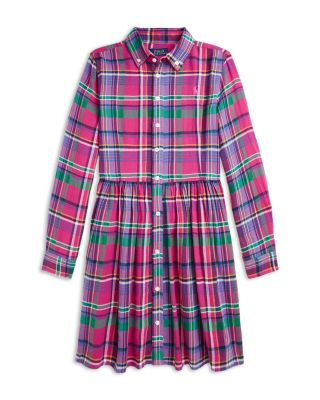 Ralph Lauren - Girls' Cotton Twill Plaid Shirtdress - Big Kid