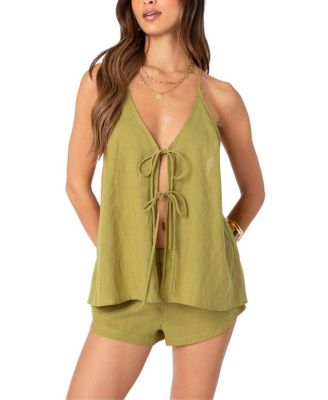 Edikted - Arden Linen Look Tie Front Top