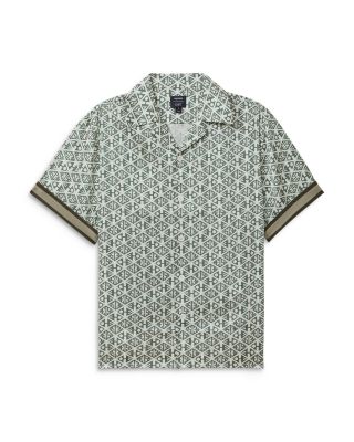 REISS - Idra Monogram Print Regular Fit Button Down Camp Shirt