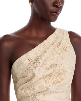 Metallic Jacquard One Shoulder Gown