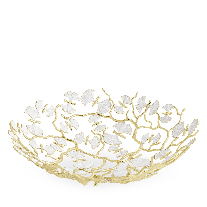 Michael Aram Butterfly Ginkgo White & Gold Centerpiece Bowl In Gold