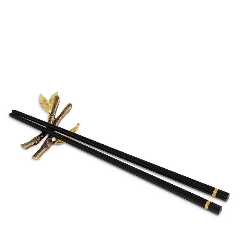 Michael Aram Zen Garden Chopsticks & Stand Set In Brown