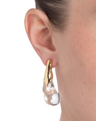 Liquid Lucite Arched Drop Earrings in 14K Gold Plated
