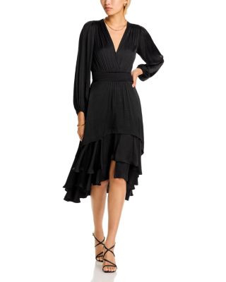 STEVE MADDEN - Bei Surplice Neck Asymmetric Midi Dress