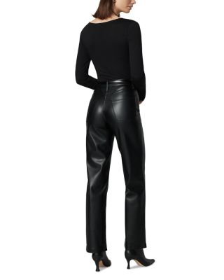 The Margot Faux Leather Straight Jeans in Black