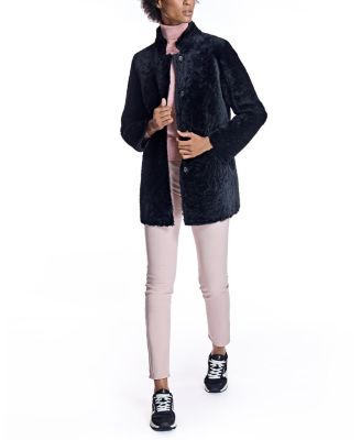  Reversible to Leather Shearling Jacket with Snap Closures