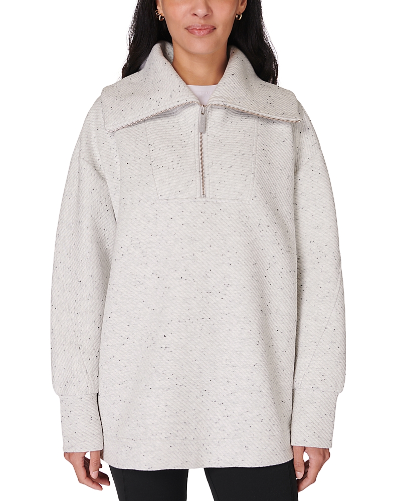 Sweaty Betty Radiant Half Zip Sweatshirt In Tranquil Grey Marl