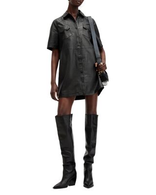 Rock Leather Shirt Dress
