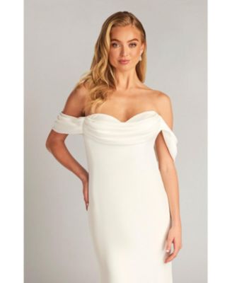Amishta Off-The-Shoulder Crepe Gown
