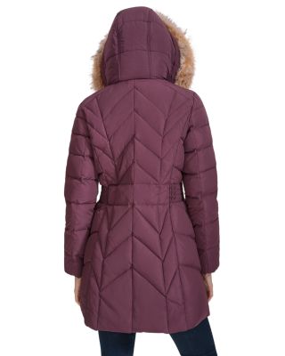 Hooded Faux Fur Trim Puffer Coat