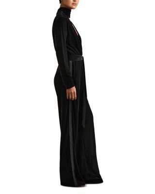 【海外限定】REISSジャンプスーツ☆Vera Velvet Belted Wide Leg Reiss Velvet Belted Wide Leg Jumpsuit in Black - REISS