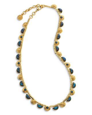 Cleopatra Blue Labradorite Riviere Collar Necklace, 17-19"