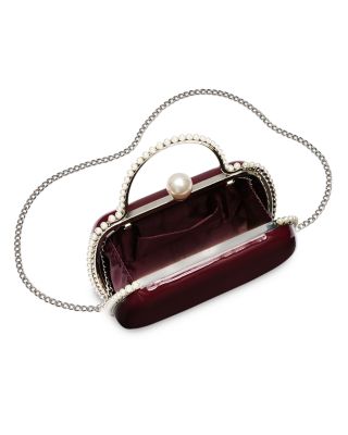 Imitation Pearl Trim Minaudiere Box Clutch - Exclusive