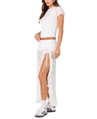 Ruffled Sheer Lace Maxi Skort