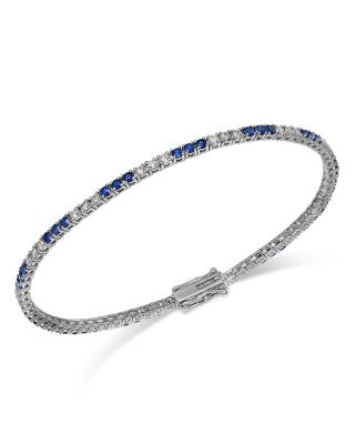 Bloomingdale's Fine Collection - Blue Sapphire & Diamond Tennis Bracelet in 14K White Gold