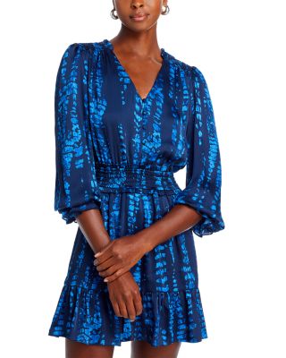 AQUA - Printed Smocked Waist Dress - Exclusive