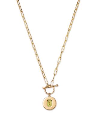Bloomingdale's Fine Collection - 14K Yellow Gold Peridot Disc Pendant Necklace, 16"