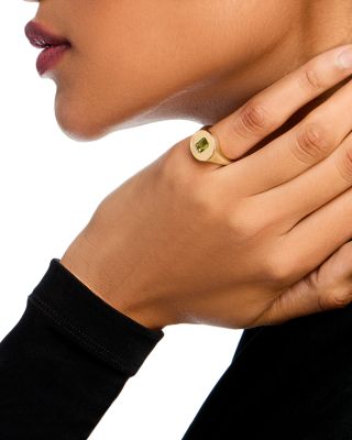 14K Yellow Gold Peridot Pinky Ring