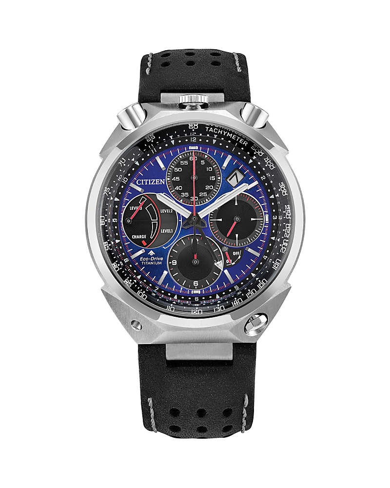Citizen Eco-drive Men's Chronograph Promaster Limited Edition Tsuno Racer Black Leather Strap Watch 43mm In Blue/black