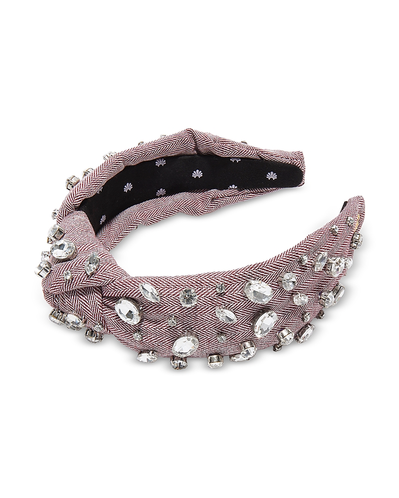 Lele Sadoughi Herringbone Embellished Knotted Headband In Red/silver