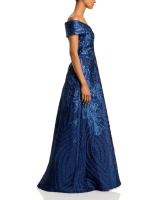 Off-the-Shoulder Metallic Jacquard Gown