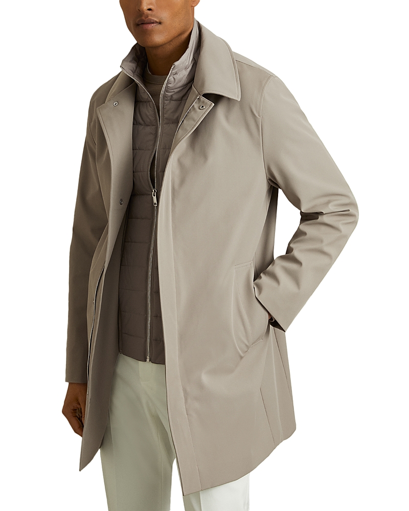 Shop Reiss Logan Hybrid Overcoat In Taupe