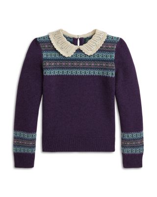 Ralph Lauren - Girls' Wool, Nylon & Cotton Fair Isle Sweater - Little Kid, Big Kid