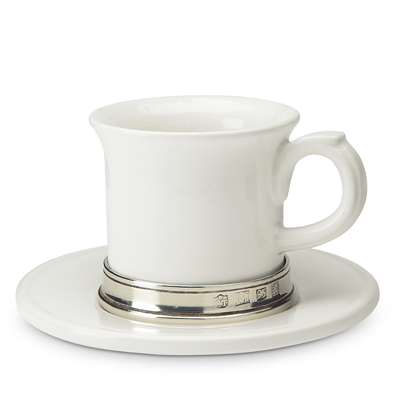 Match Convivio Espresso Cup With Saucer In Pewter/white