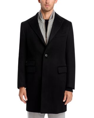 Wool Topcoat with Zip Out Microsuede Bib 