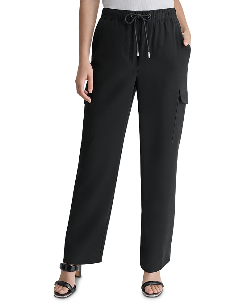 Dkny Womens High-rise Rayon Cargo Pants In Black
