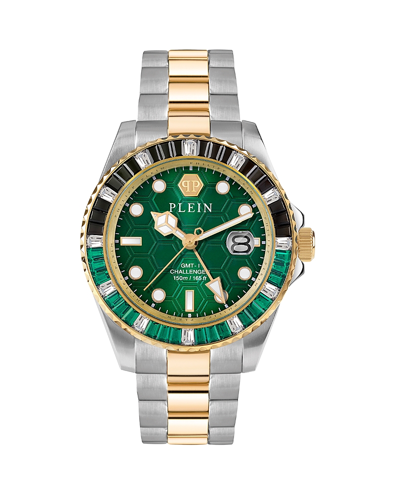 Philipp Plein Gmt-i Challenger Baguettes 44mm In Green/two-tone