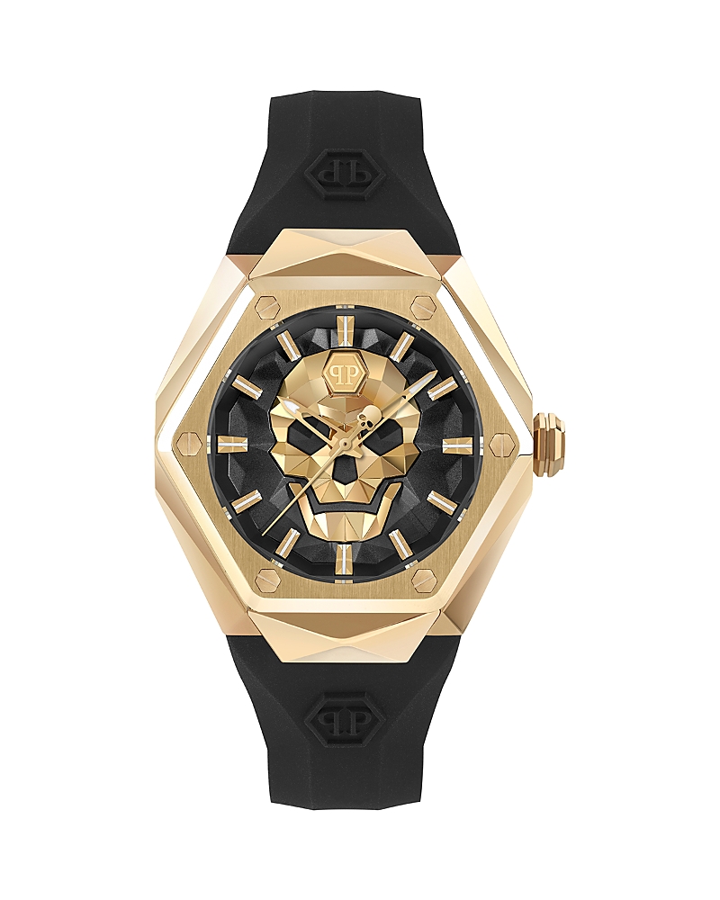 Philipp Plein Women's Skull Spikes Black Silicone Strap Watch 40mm In Black