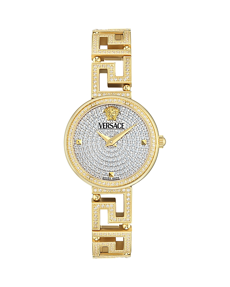 Versace Greca Goddess Diamond Watch In Silver/gold