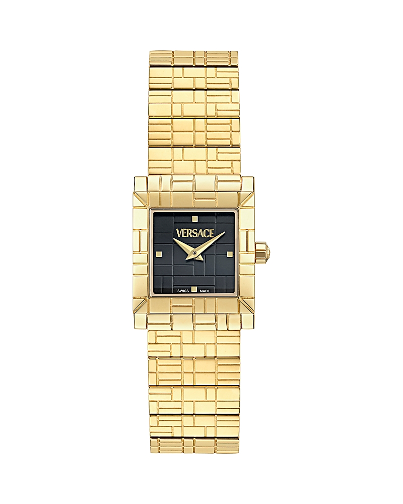 Versace Mosaic Bracelet Watch In Black/gold