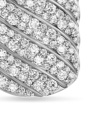 Men's Sculpted Cable Tag in Sterling Silver with Diamonds, 27mm