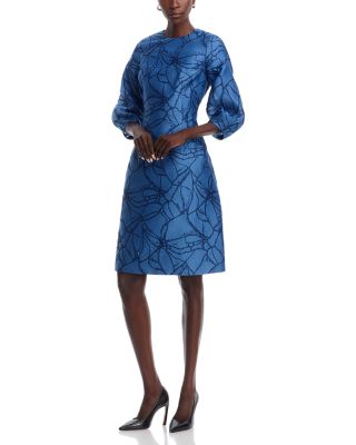 Teri Jon by Rickie Freeman - Balloon Sleeve Jacquard Dress