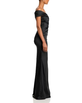 Satin Stretch Off The Shoulder Gown
