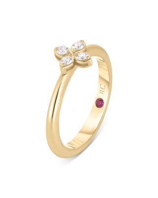 18K Yellow Gold Love in Verona Diamond Flower Ring