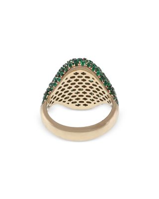 18K Yellow Gold Serpent Emerald Pav&eacute; Dome Statement Ring - Exclusive, Italy Campaign