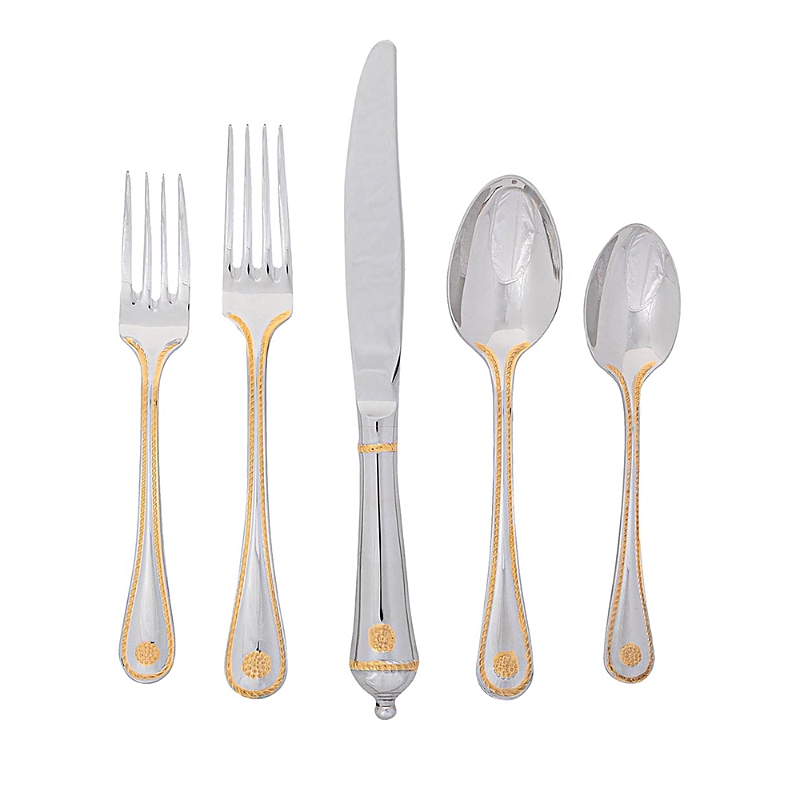 Juliska Berry And Thread 20 Piece Flatware Set, Polished With Gold In Silver