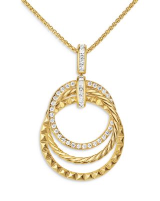 Crossover Trio Pendant Necklace in 18K Yellow Gold with Diamonds, 24mm
