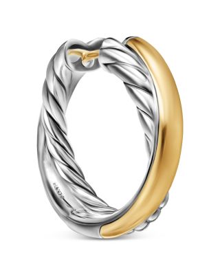 Crossover Hoop Earrings in Sterling Silver with 14K Yellow Gold, 22.4mm