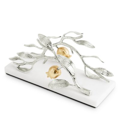 Pomegranate Silver and Gold Tone Vertical Napkin Holder