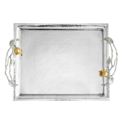 Pomegranate Silver and Gold Tone Serving Tray